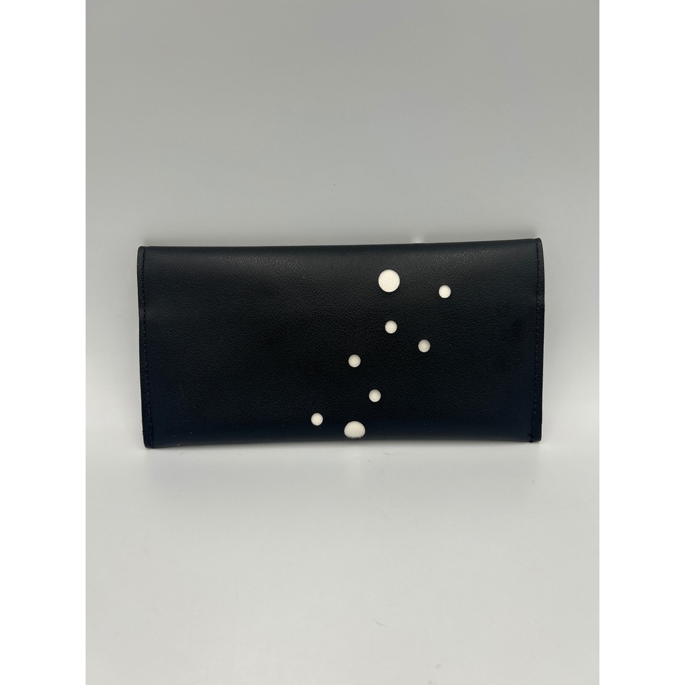 Holly Aiken Black Vinyl Constellation Slim Wallet White Die Cut Dots Handmade
